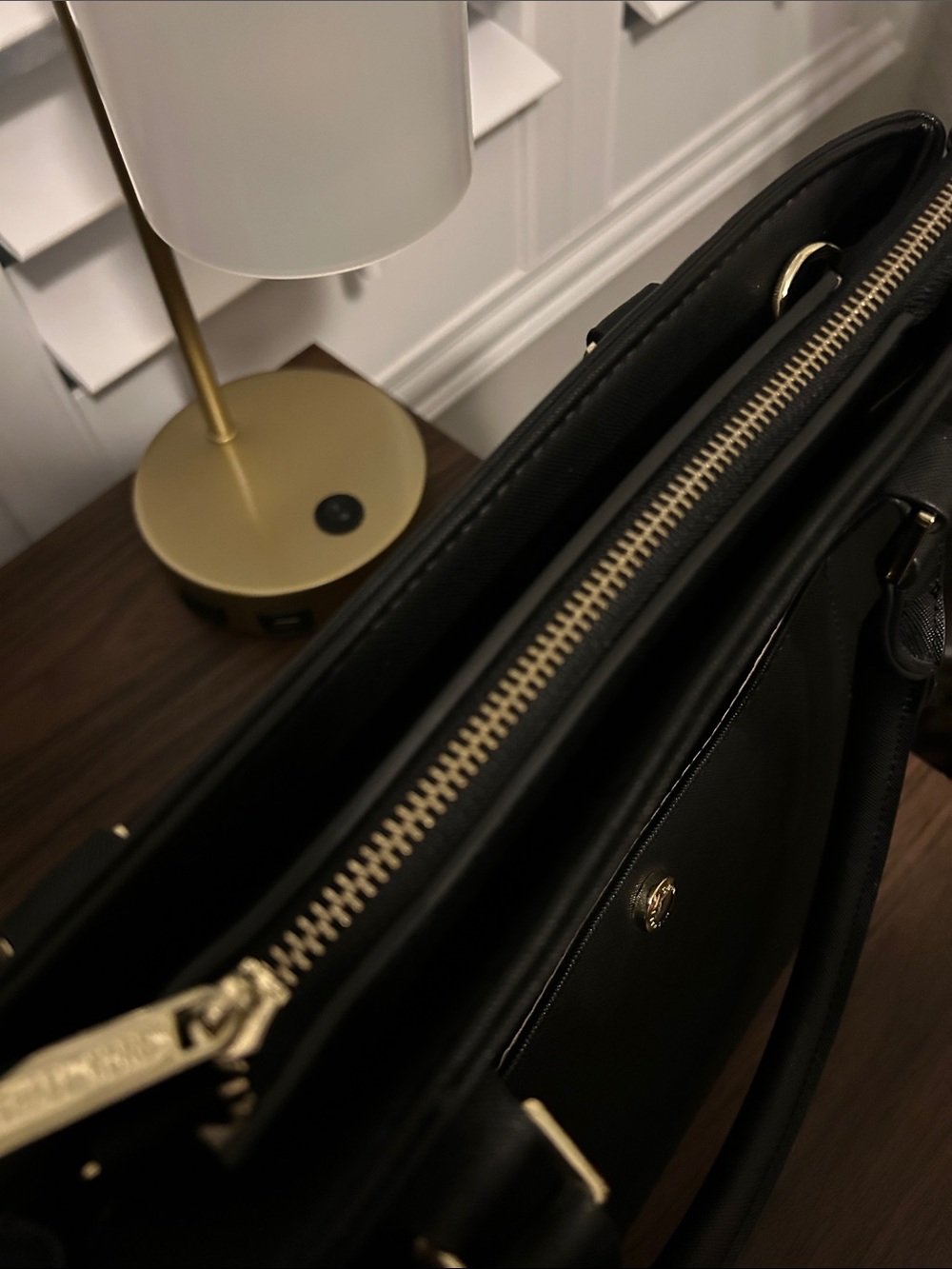 Michael Kors Black Saffiano Leather Satchel with Gold Hardware - Picture 12 of 14